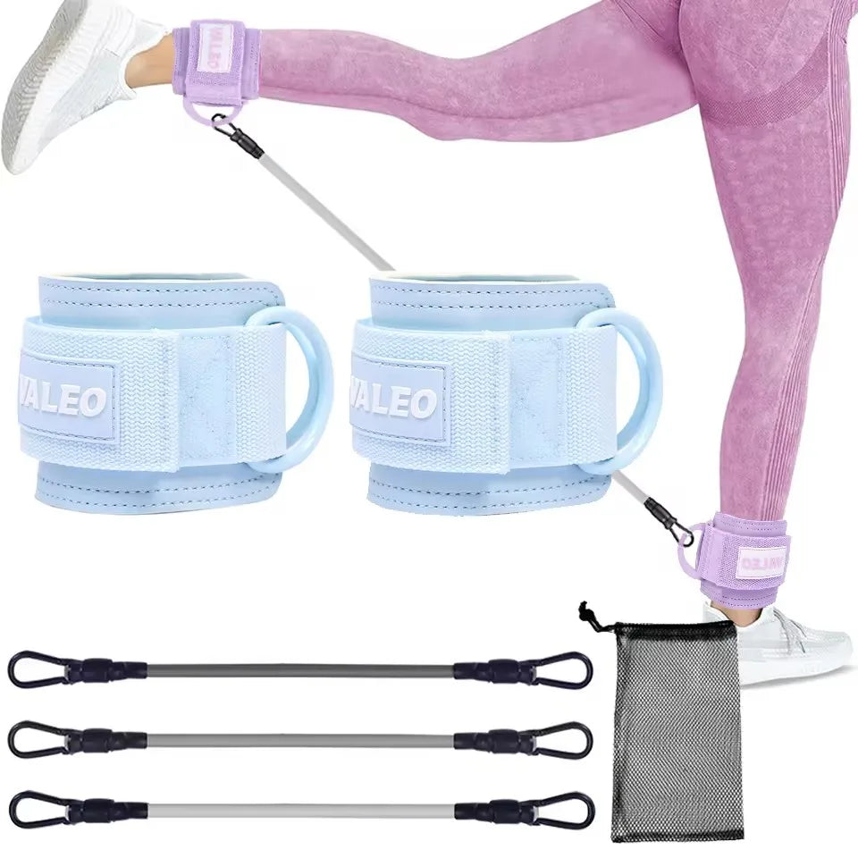 GOBYGO Ankle Resistance Bands with Foam Pads – Adjustable Straps for Glutes, Legs & Lower Body Workouts