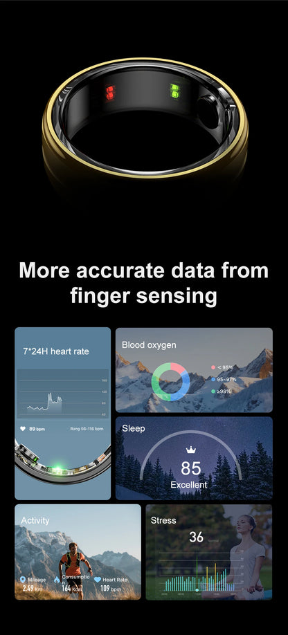 R06 Smart Ring – Health Monitor for Men & Women | Waterproof IP68 5ATM Fitness Tracker with Heart Rate, Blood Oxygen & Sleep Tracking