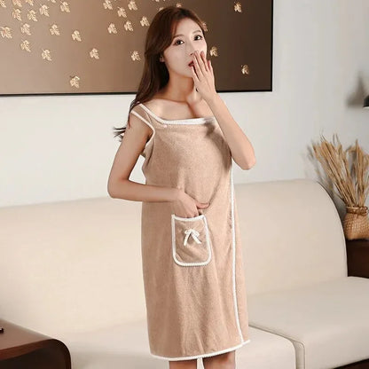 Wearable Women’s Bath Towel Robe – Fast Drying Spa, Beach & Shower Wrap 140×85cm