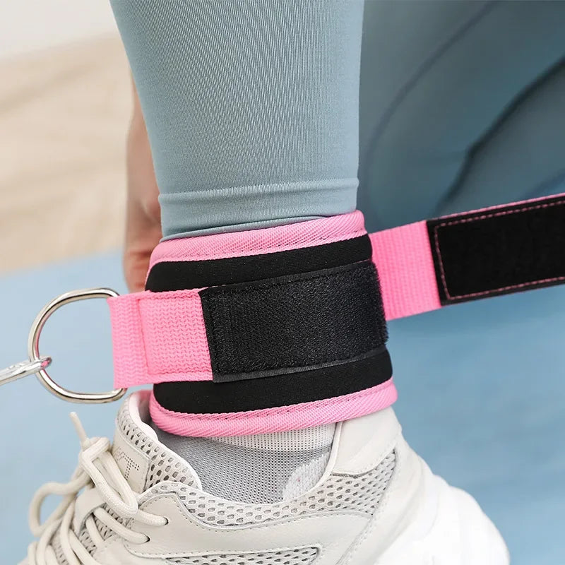Adjustable Gym Ankle Straps with Double D-Ring | Neoprene Padded Cuffs for Cable Machine Leg & Glute Workout