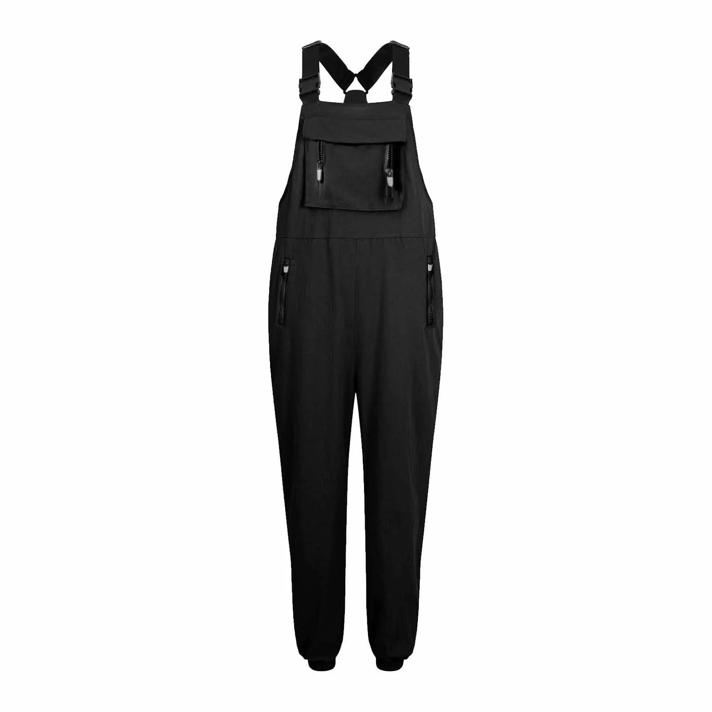 Women’s Casual Sleeveless Wide-Leg Jumpsuit with Pockets – Adjustable Straps