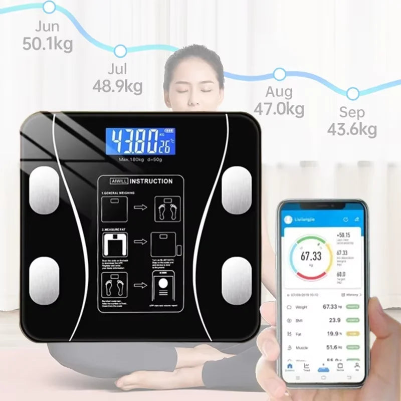 Smart APP Bluetooth Body Fat Scale – Digital Bathroom Weight Scale & Body Composition Analyzer