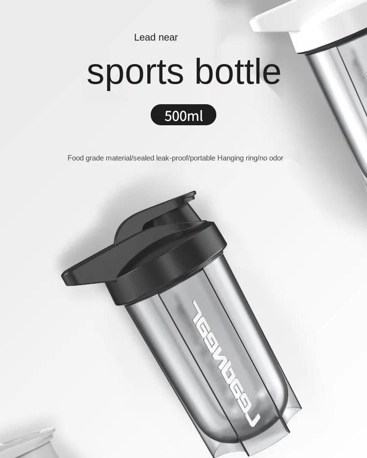 Protein Shaker Bottle 500ML – Leak-Proof Portable Gym Cup with Mixing Ball