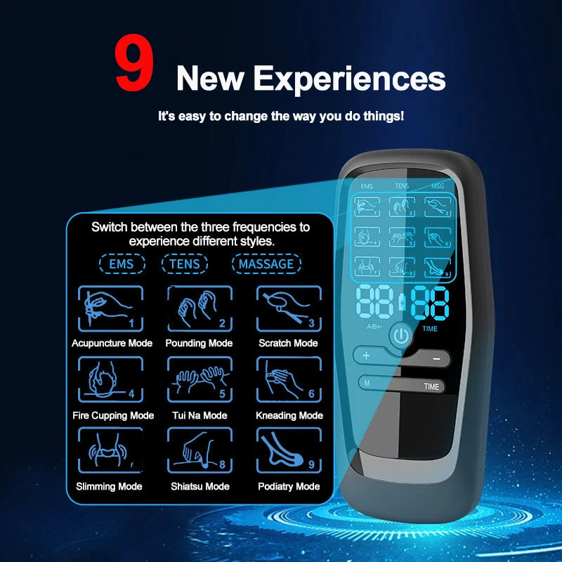EMS Muscle Stimulator TENS Unit | Low Frequency Pulse Digital Body Massager for Pain Relief & Relaxation
