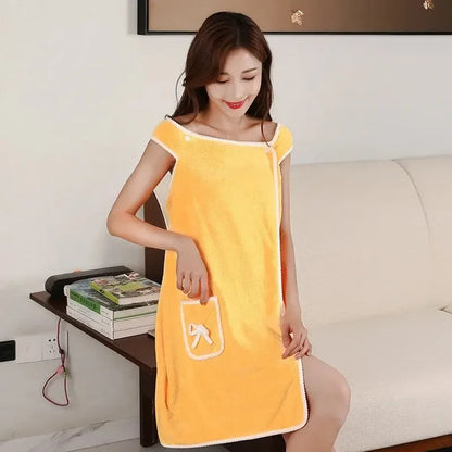 Wearable Women’s Bath Towel Robe – Fast Drying Spa, Beach & Shower Wrap 140×85cm