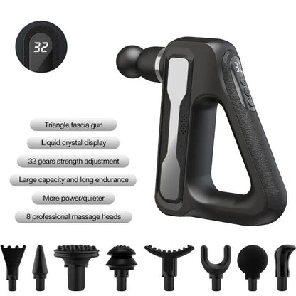 Electric Massage Gun – 32 Speed Levels, 4 Heads, Deep Tissue Muscle Massager for Full Body