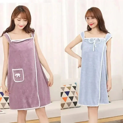 Wearable Women’s Bath Towel Robe – Fast Drying Spa, Beach & Shower Wrap 140×85cm