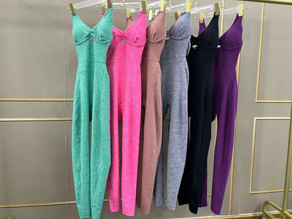 Women's Yoga Jumpsuit – One-Piece Adjustable Sport Bodysuit with Built-In Bra | Activewear for Workout & Dance