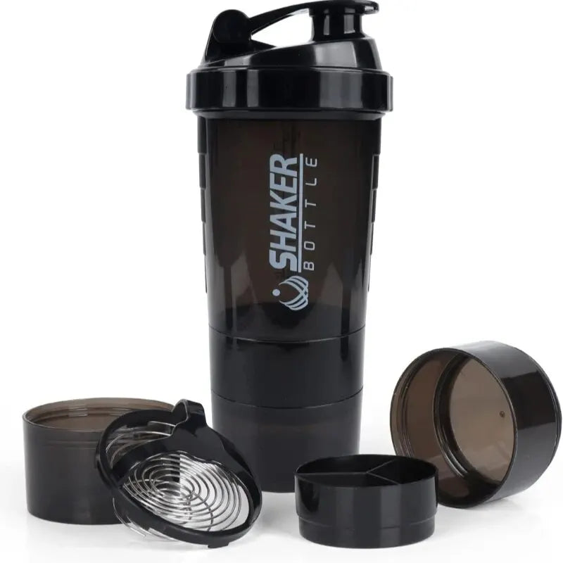 Protein Shaker Bottle 3-Layer Leak-Proof Twist Off Cup for Gym & Fitness