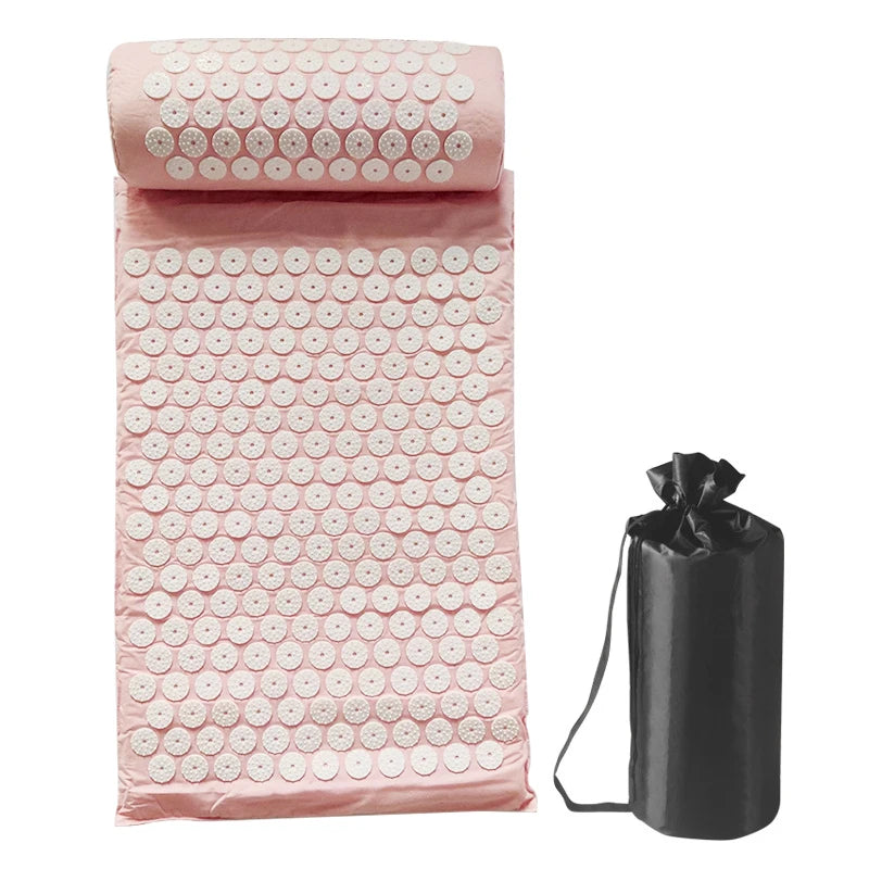 Acupressure Pillow & Mat Set with Storage Bag – Neck, Back & Foot Massage Pads for Pain Relief & Relaxation