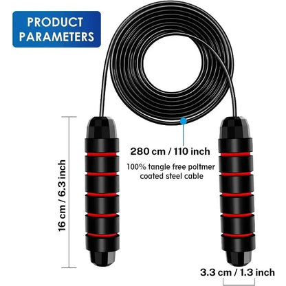 Adjustable Speed Jump Rope with Ball Bearings – Tangle-Free Steel Wire Skipping Rope with Foam Handles for Fitness & Weight Loss