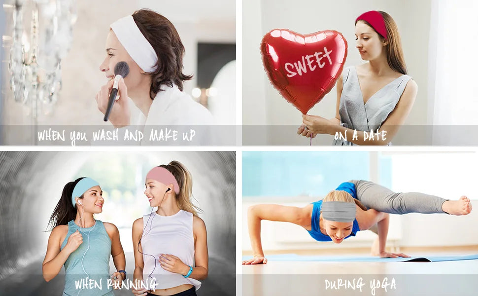 Women’s Solid Turban Headband – Elastic Yoga Hairband, Fashion & Makeup Styling
