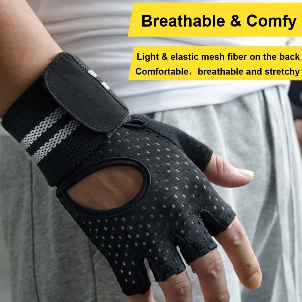 Dumbbell Gloves for Men & Women – Weightlifting, Crossfit, Bodybuilding, Workout Gym Gloves with Wrist Support