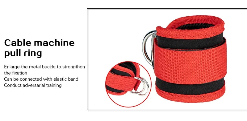 Adjustable Gym Ankle Straps with Double D-Ring | Neoprene Padded Cuffs for Cable Machine Leg & Glute Workout