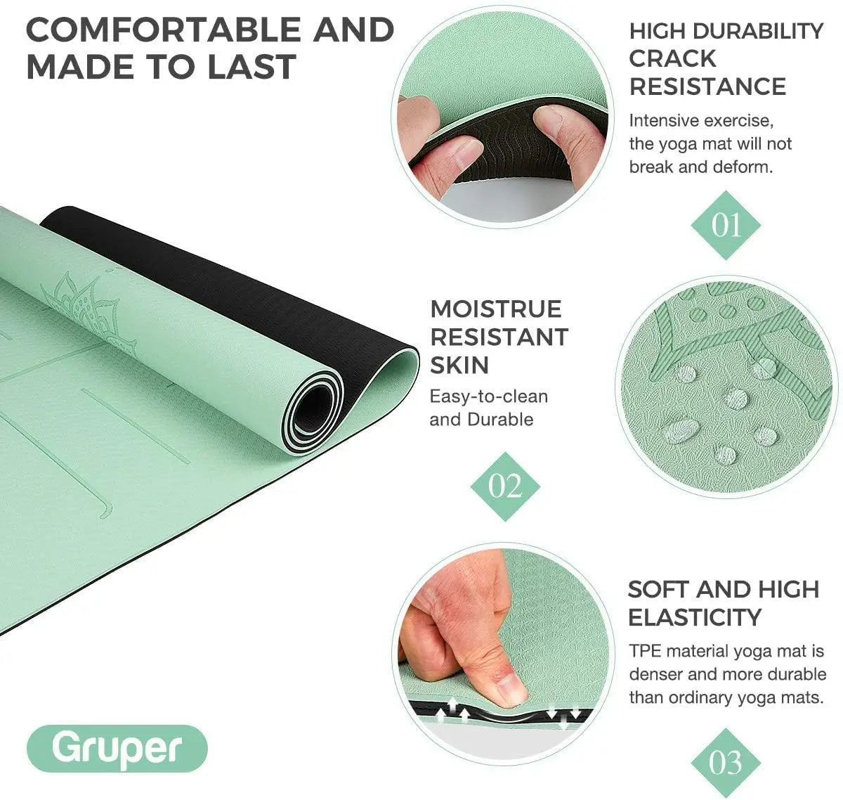 TPE Yoga Mat – Non-Slip, Eco-Friendly, Tear-Resistant Pilates & Exercise Mat (6mm)