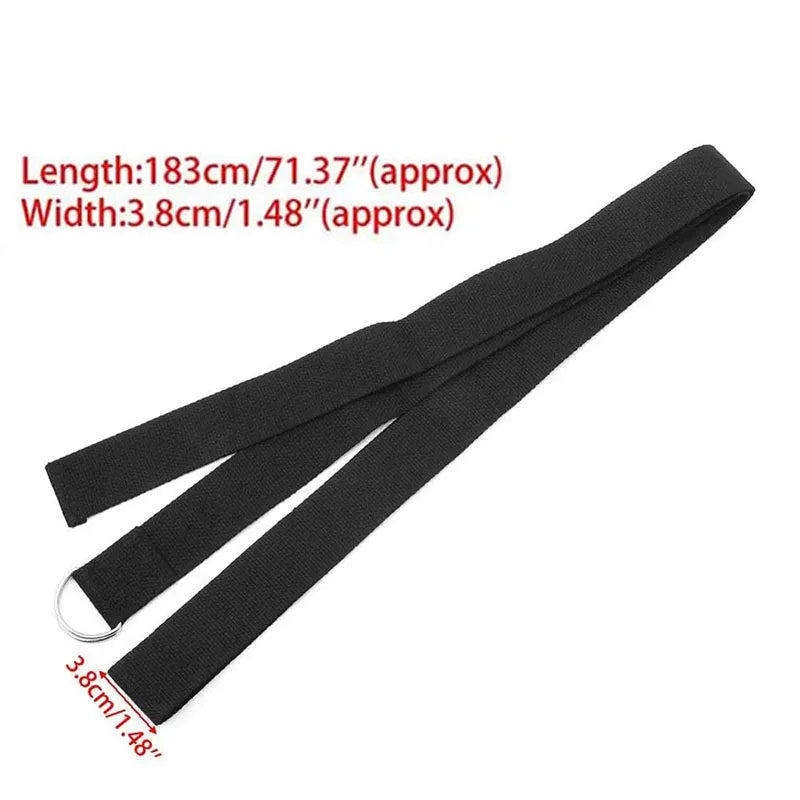 183×3.8cm Yoga Strap | Adjustable Cotton Exercise Belt with D-Ring Buckle for Yoga, Pilates & Stretching
