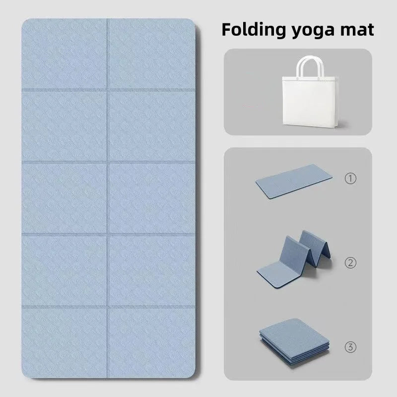 Folding TPE Yoga Mat 180×57×0.4cm – Portable, Non-Slip, Shock-Absorbent & Lightweight