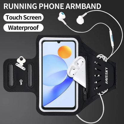 HAISSKY Running Armband Phone Holder for iPhone & Android – Waterproof Sports Arm Bag with Zipper Pocket for Gym, Jogging & Cycling