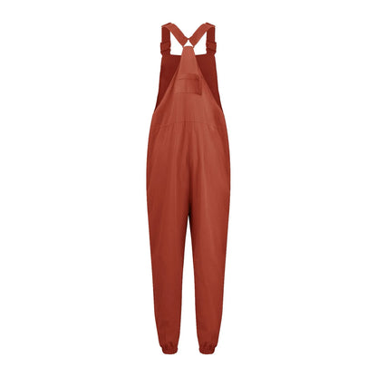 Women’s Casual Sleeveless Wide-Leg Jumpsuit with Pockets – Adjustable Straps