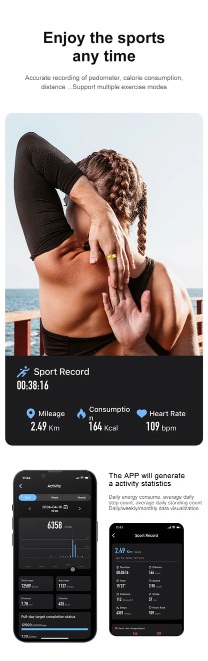 R06 Smart Ring – Health Monitor for Men & Women | Waterproof IP68 5ATM Fitness Tracker with Heart Rate, Blood Oxygen & Sleep Tracking