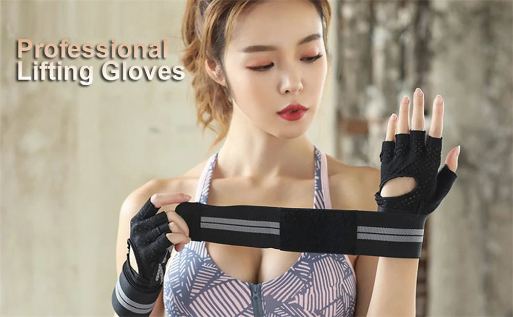 Dumbbell Gloves for Men & Women – Weightlifting, Crossfit, Bodybuilding, Workout Gym Gloves with Wrist Support