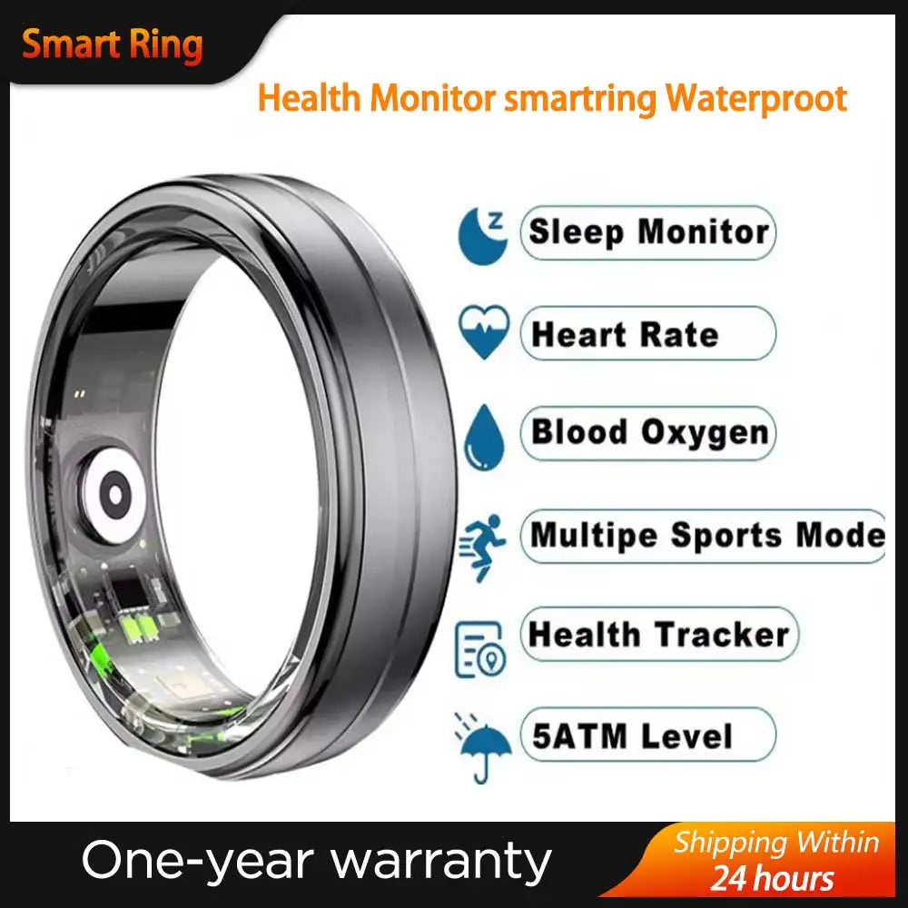 R06 Smart Ring – Health Monitor for Men & Women | Waterproof IP68 5ATM Fitness Tracker with Heart Rate, Blood Oxygen & Sleep Tracking