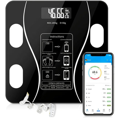 Smart Body Fat Scale – Wireless Digital Bathroom Weight Scale with Body Composition Analyzer & Bluetooth App Sync