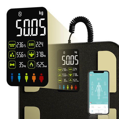 Smart Bioimpedance Scale – 8 Electrode Body Fat Scale with BMI, Weight, Muscle & Water Analyzer