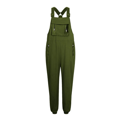 Women’s Casual Sleeveless Wide-Leg Jumpsuit with Pockets – Adjustable Straps