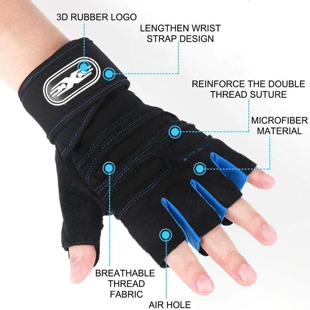 Workout Gloves with Wrist Wrap – Half Finger Training Gloves for Men & Women, Weight Lifting & Fitness