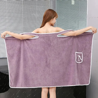Wearable Women’s Bath Towel Robe – Fast Drying Spa, Beach & Shower Wrap 140×85cm