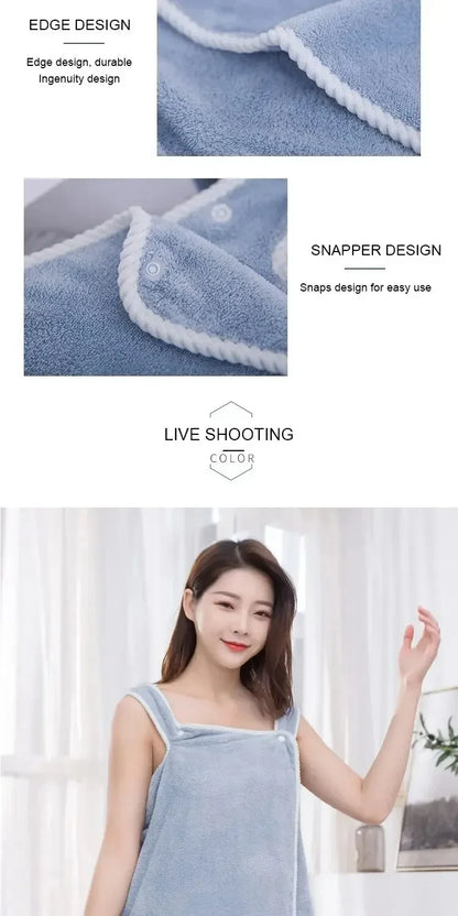 Wearable Women’s Bath Towel Robe – Fast Drying Spa, Beach & Shower Wrap 140×85cm