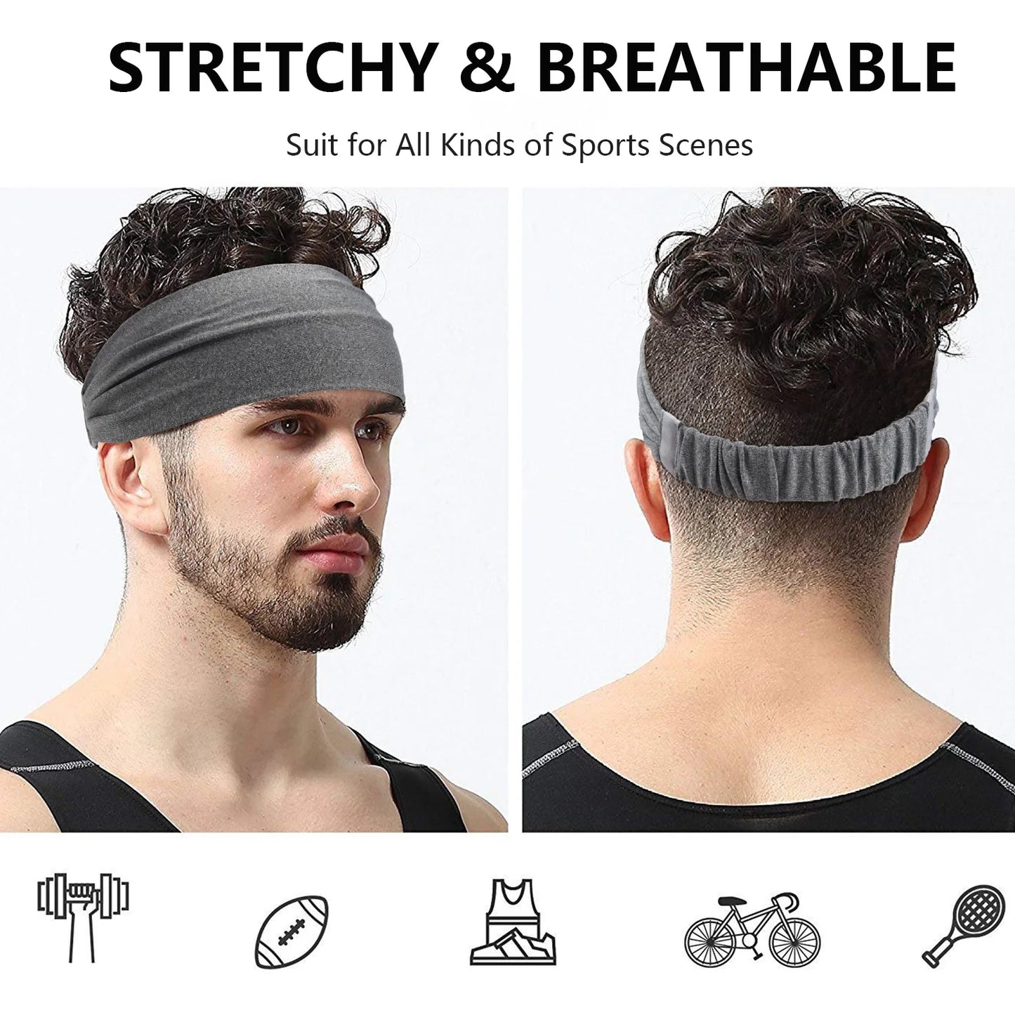 Sports & Yoga Sweat Headbands for Men & Women – Soft, Breathable, Elastic Hair Bands for Workout, Running, and Gym
