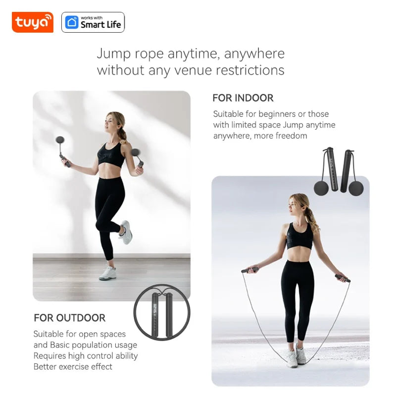 Tuya Smart Jump Rope with LED Display & App Tracking – Digital Skipping Rope for Fitness, Gym & Crossfit