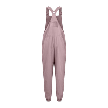 Women’s Casual Sleeveless Wide-Leg Jumpsuit with Pockets – Adjustable Straps