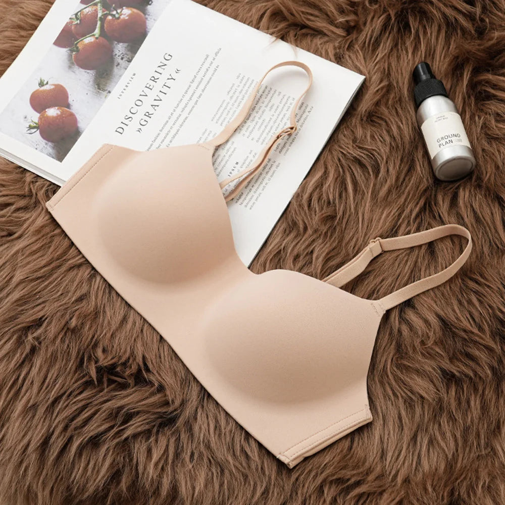 Seamless Wireless Push Up Bra for Women – Deep V Comfort Bralette | Everyday & Sports Support