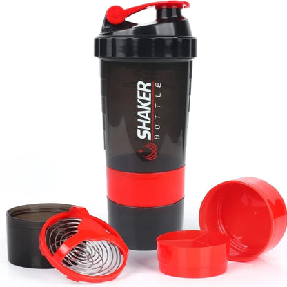 Protein Shaker Bottle 3-Layer Leak-Proof Twist Off Cup for Gym & Fitness