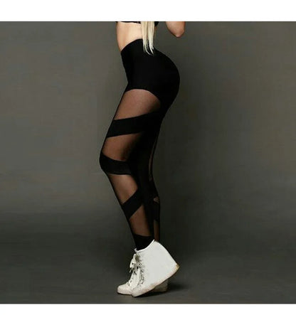 High Waist Black Mesh Leggings for Women – Sexy See-Through Yoga & Gym Pants