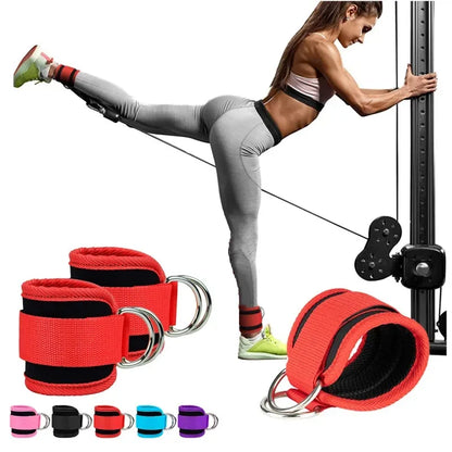 Cable Ankle Straps with Double D-Ring for Gym, Leg & Glutes Workout, Strength Training Accessory