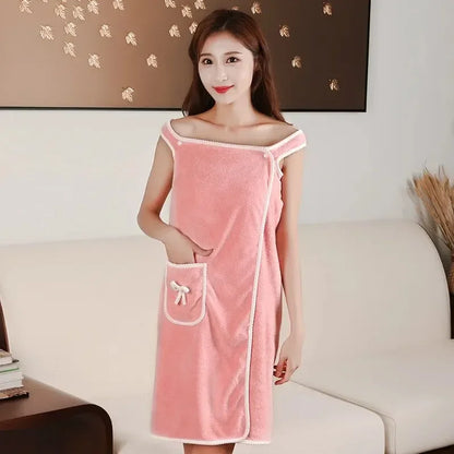 Wearable Women’s Bath Towel Robe – Fast Drying Spa, Beach & Shower Wrap 140×85cm