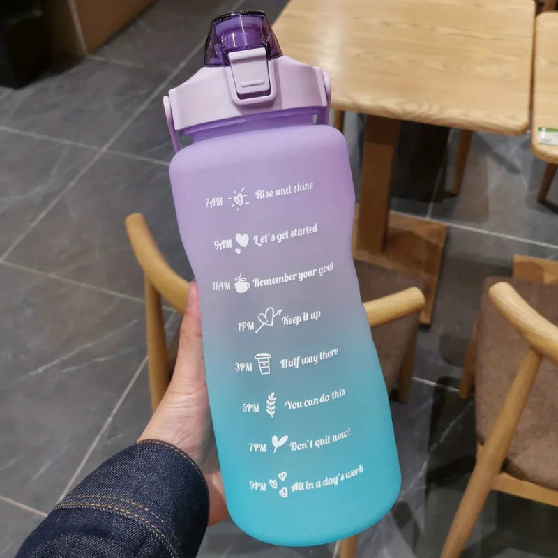 2 Liter Motivational Water Bottle with Straw & Time Marker – Leakproof Large Capacity Sports Bottle for Gym, Fitness & Outdoor