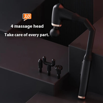 Portable Fascia Massage Gun – Deep Tissue Massager with Extended Handle & 4 Heads for Neck, Back, Shoulder & Leg Pain Relief
