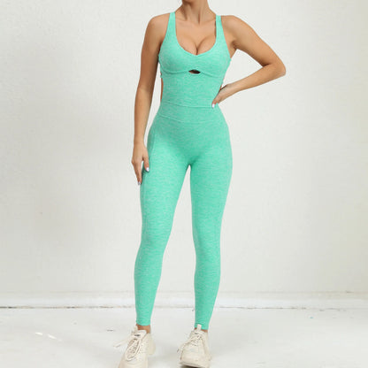 Women's Yoga Jumpsuit – One-Piece Adjustable Sport Bodysuit with Built-In Bra | Activewear for Workout & Dance