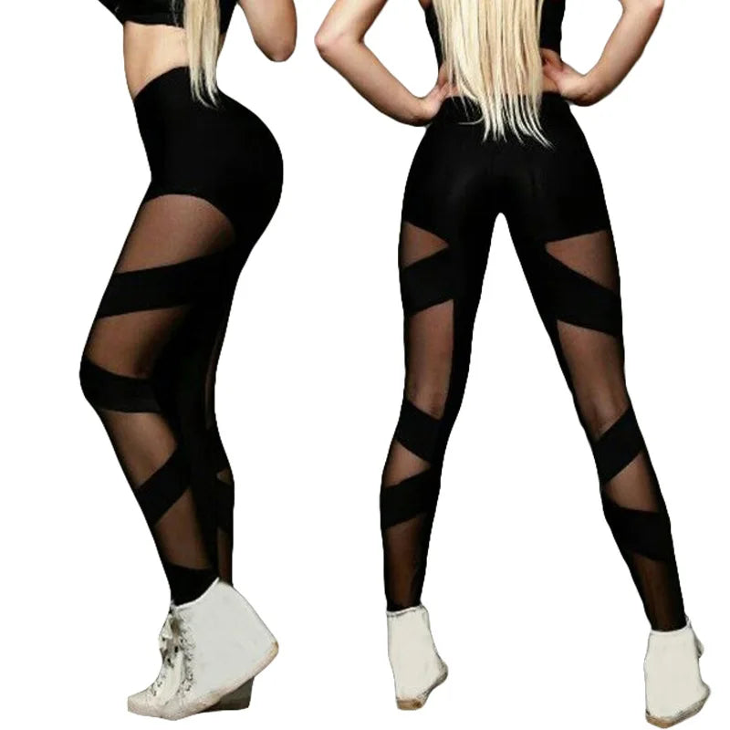 High Waist Black Mesh Leggings for Women – Sexy See-Through Yoga & Gym Pants