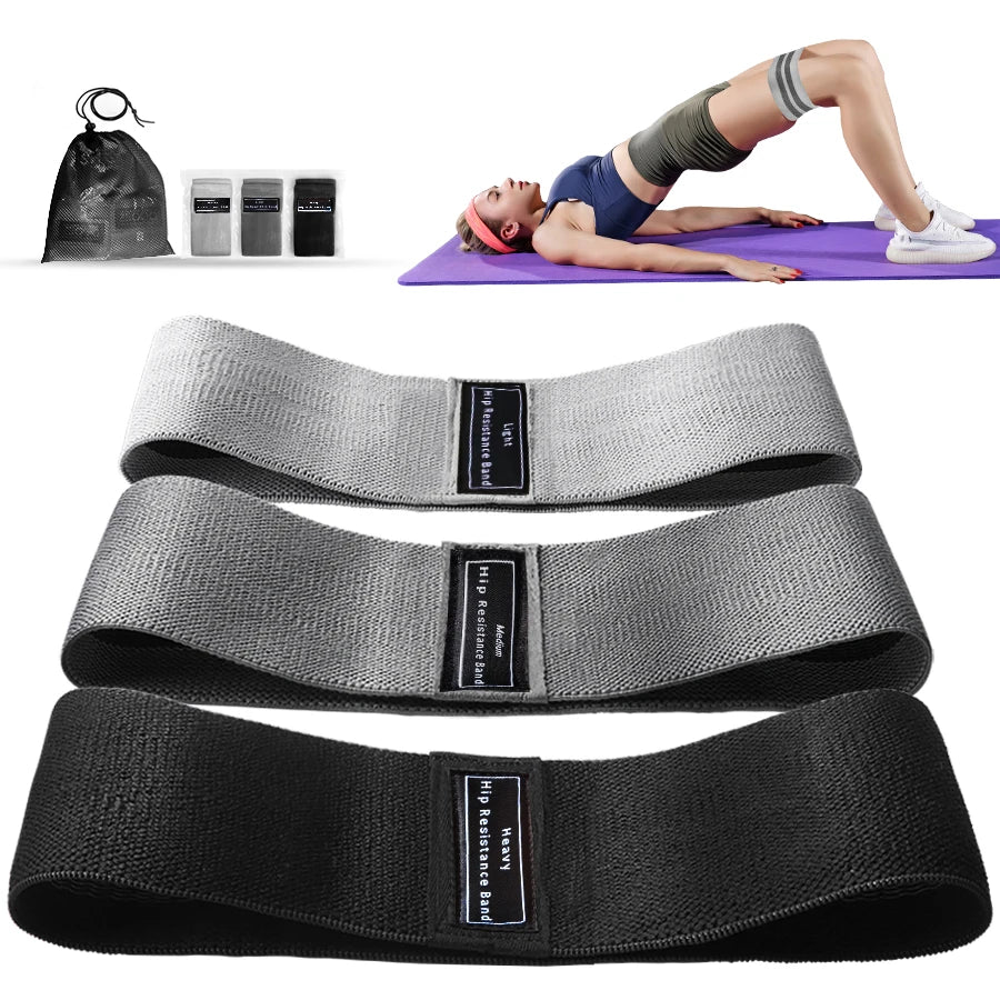 Booty Bands Set – 3 Resistance Levels (Light/Medium/Heavy) | Non-Slip Fabric Glute Bands for Workout & Fitness