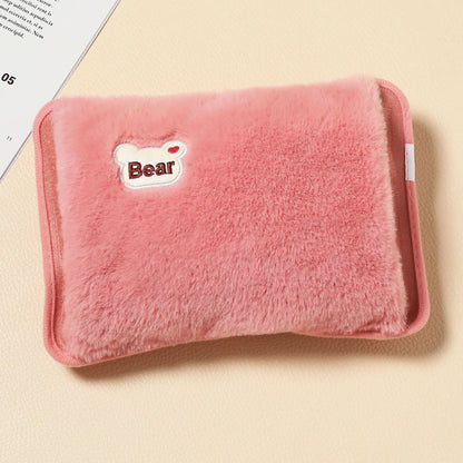 Rechargeable Electric Hot Water Bag with Rabbit Fur Cover – Reusable Hand Warmer & Heat Pack