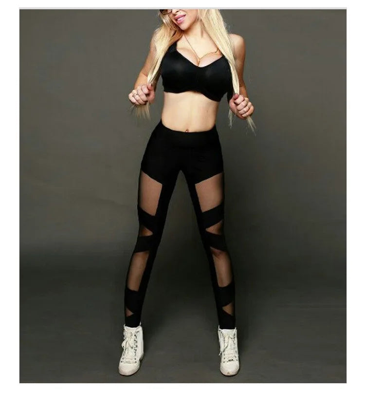 High Waist Black Mesh Leggings for Women – Sexy See-Through Yoga & Gym Pants
