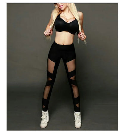 High Waist Black Mesh Leggings for Women – Sexy See-Through Yoga & Gym Pants