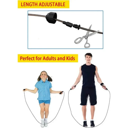 Adjustable Speed Jump Rope with Ball Bearings – Tangle-Free Steel Wire Skipping Rope with Foam Handles for Fitness & Weight Loss