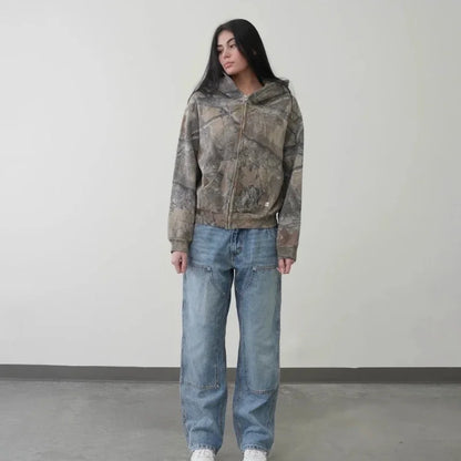 Y2K Camouflage Zip-Up Hoodie – Harajuku Hip Hop Oversized Streetwear for Men & Women